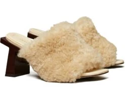 Tory Burch Block T Shearling Mule Sandal
