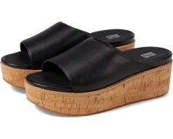 FitFlop Eloise Cork-Wrap Leather Wedge Slides
